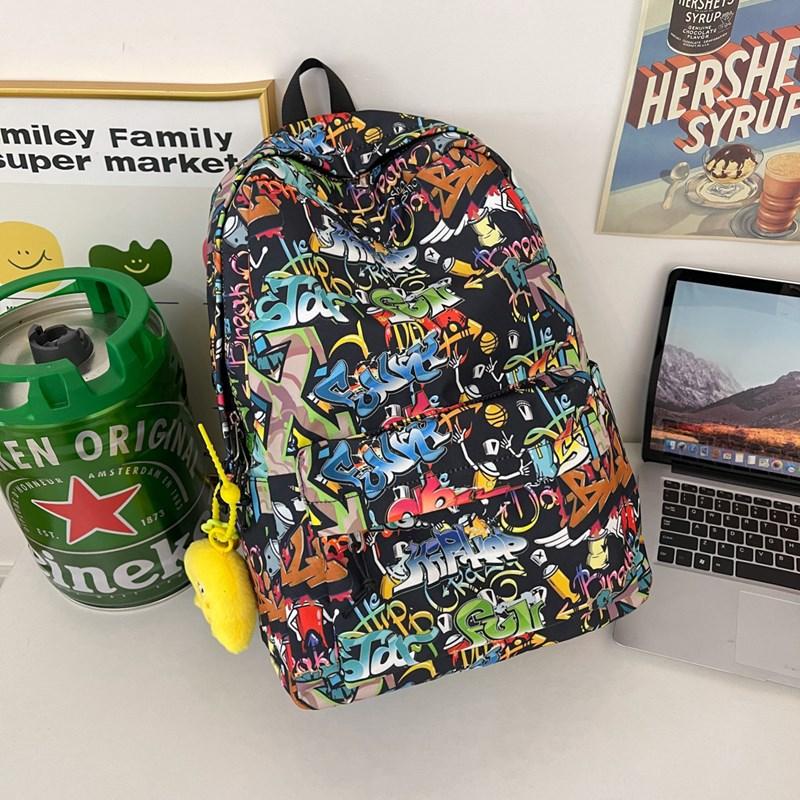 Schulrucksack Graffiti männlicher College-Student hohe Kapazität High School Mittelstufe Schüler Trendmarke Harajuku Trend Rucksack weiblich Ins Cool