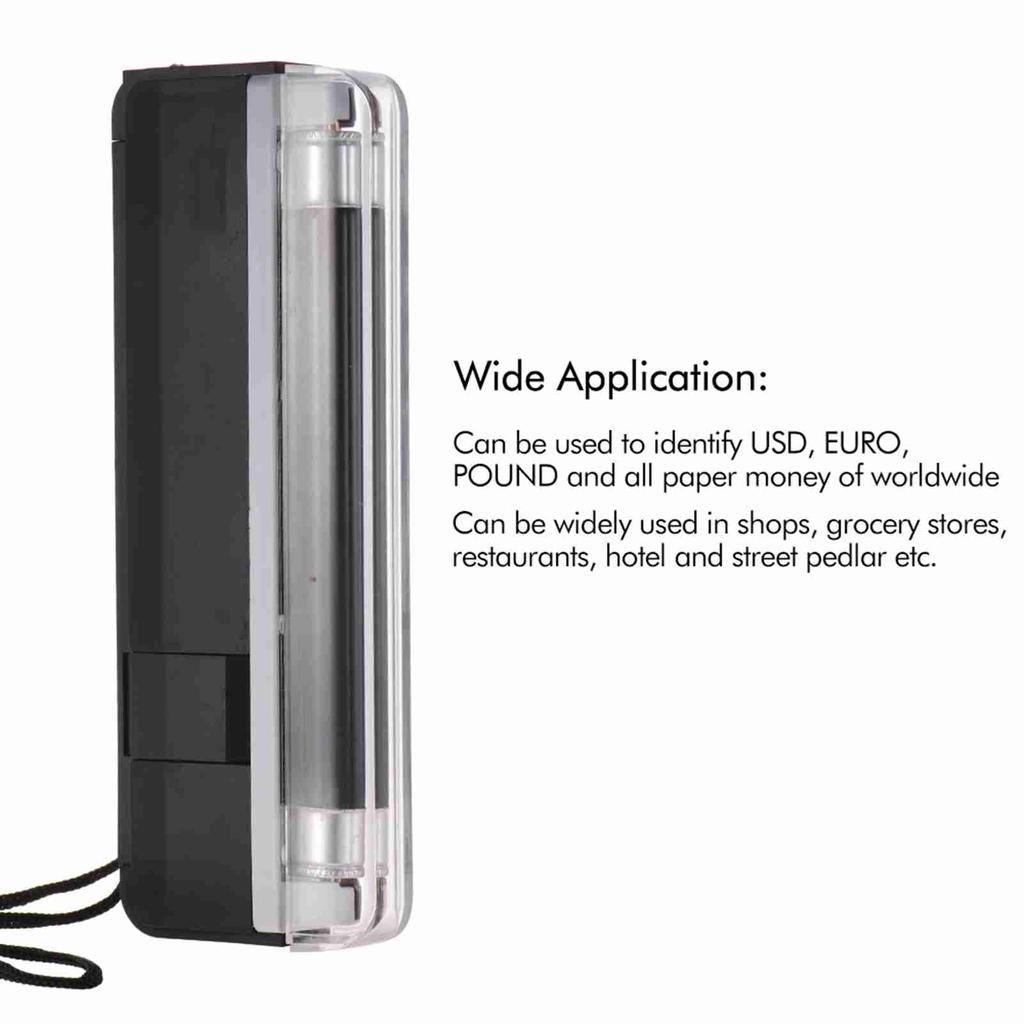 2 In 1 Portable Mini Money Detector Counterfeit Cash Currency Banknote Bill Checker Tester with UV Light Flashlight for