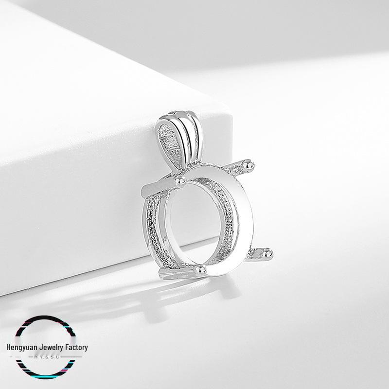 Elegant Pendant Setting for Women's Necklace: DIY Round 6-10mm CZ Cabochon, Imitation 925 Silver.