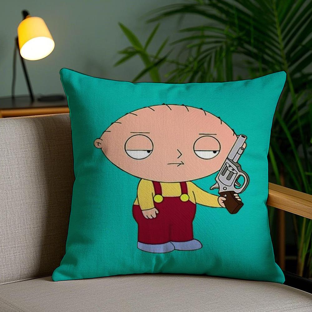F-Family G-Guy Cushion Cover Soft Short Plush Double-Sided Printing Home Decor Machine Washable Pillow Case Gift