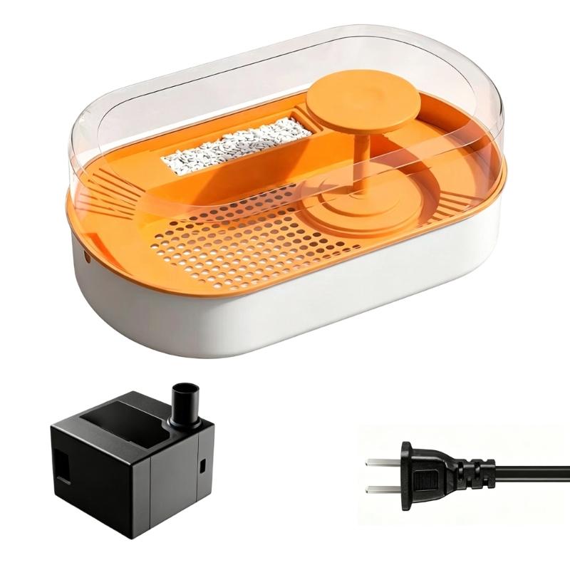 Indoor Bird Bath Tub for Small Companion Birds with Water Pump, Plastic Bath Tray and Clear Wall for Daily Use