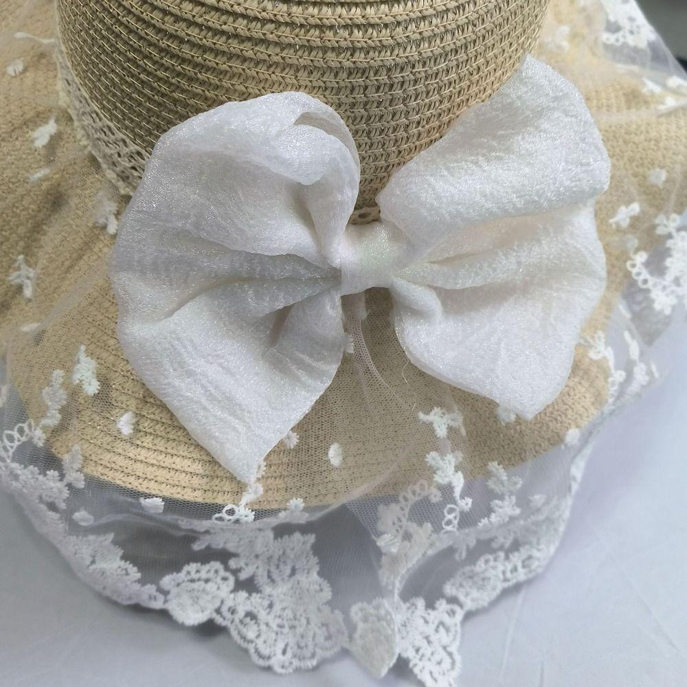 UV Protection Butterfly Knot Straw Hat Straw Sun Protection Hat New Sunshade Hat  Outdoor