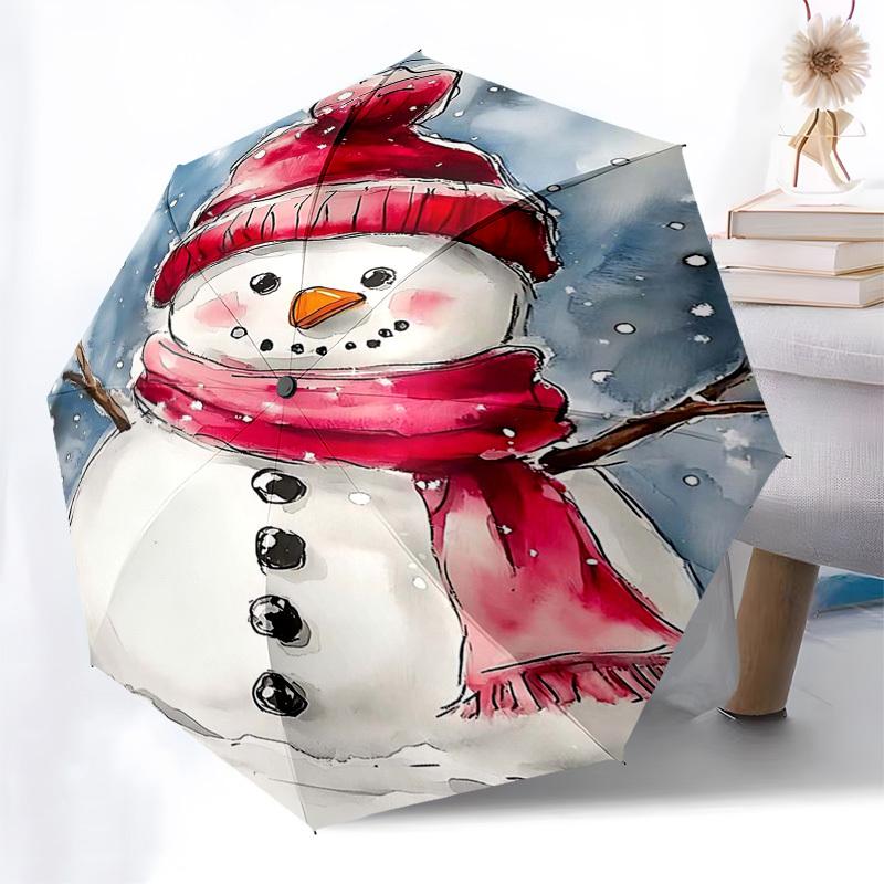 

1pc Snowman Winter Wonderland Umbrella: Automatic Opening & Closing, Foldable Design, Outdoor, Festive Gift for Fans, Travelers, Daily Use.K027