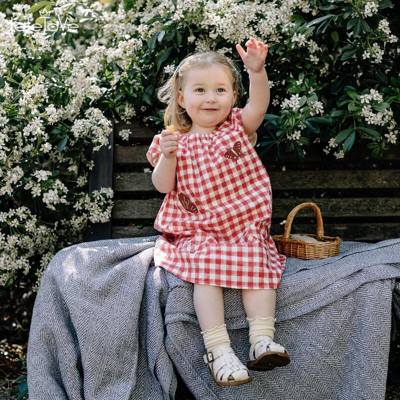 LELE JOVE Girls' Nordic Plaid Vest Dress
