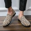 Large size men's leopard print small leather shoes 2025 new British trend foot loafers foreign trade casual men's shoes