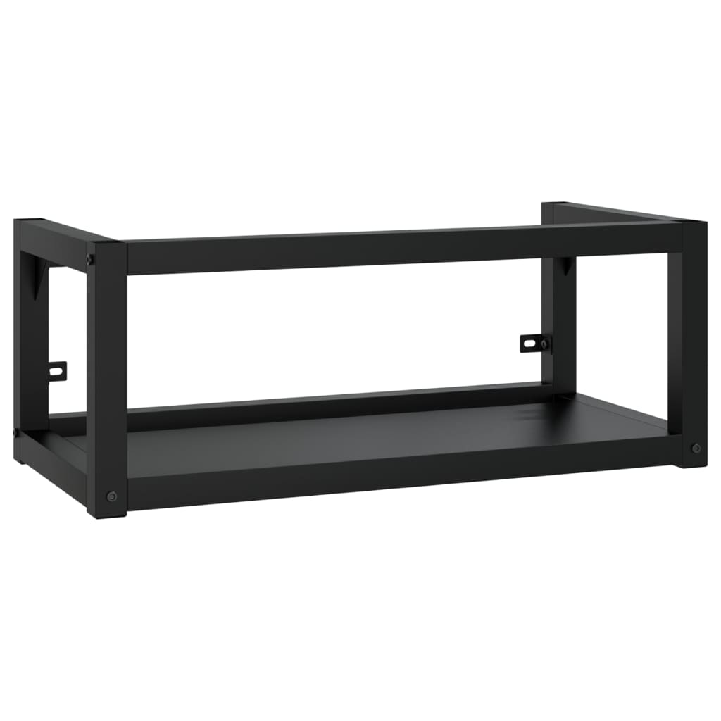 Bathroom Wall Mounted Washbasin Stand Black 79 X 38 X 31 Cm Iron