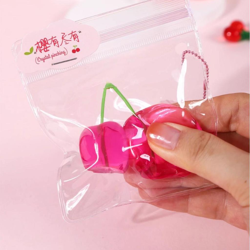 Crystal Apple Cherry Mini Squeeze Toy – Red Book Fluid Fruit Stress Relief Gadget for Girls