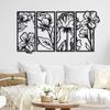4-Piece Stunning Metal Floral Line Art: Minimalist Home Decor for Living Room & Beyond.Minimalist Line Art.