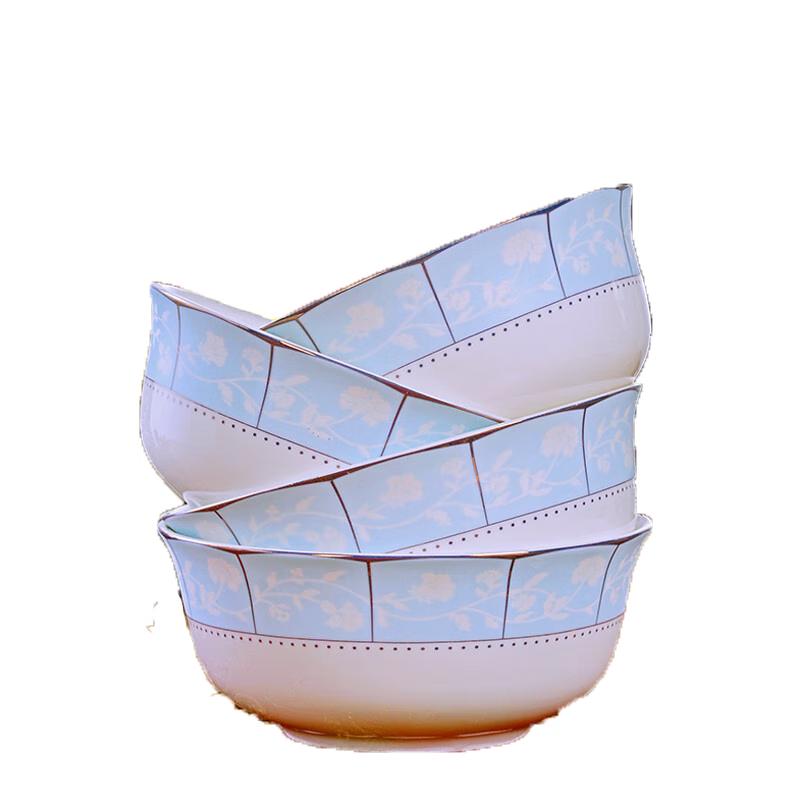 Jingdezhen Underglaze Ceramic Rice Bowl Set 4.5 inch Rice Bowl (Pack of 10)