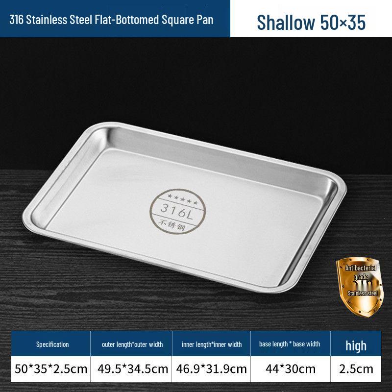 316 Food-Grade Stainless Steel Multi-Functional Rectangular Plate, Tray, and Dish.