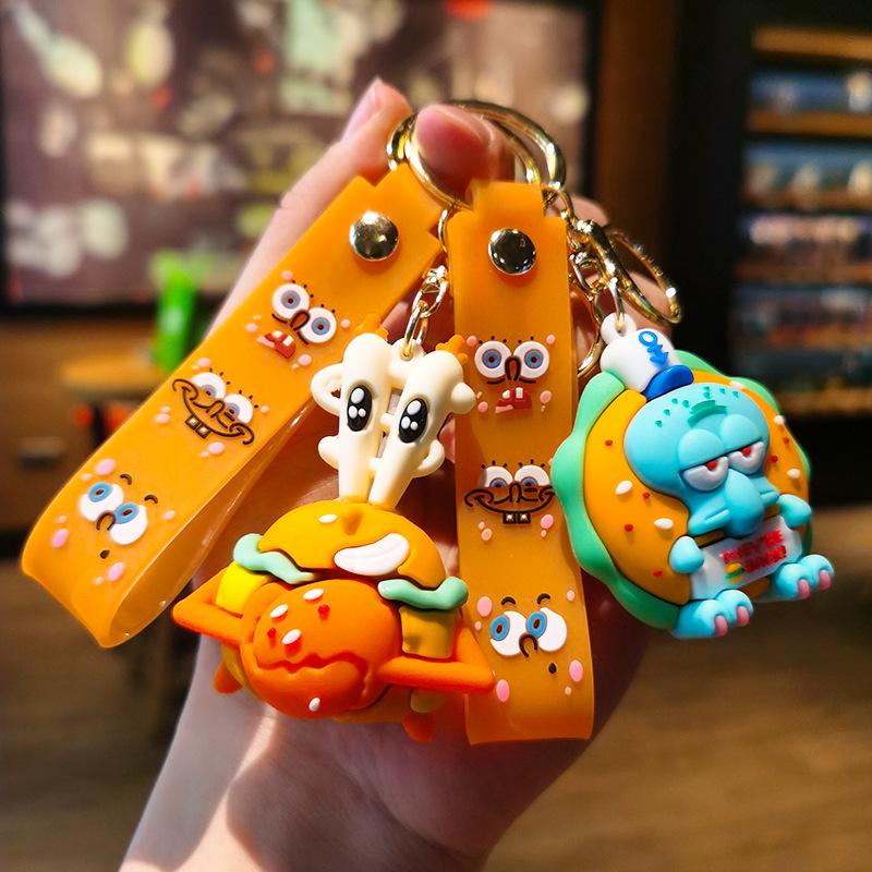 Hamburg SpongeBob Cartoon Cute Doll Car Keychain Couple's Bag Keychain Kawaii Cute Personalized Gifts Y2k Fashion Toys Anime