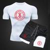 Men's Anime Double-Layer Quick-Dry Shorts & Tee Set for Outdoor Running & Fitness