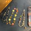 Vintage Phone Strap Beaded Pendant Women Elegant Luxury Short Anti-Loss Camera Chain Mobile Lanyard