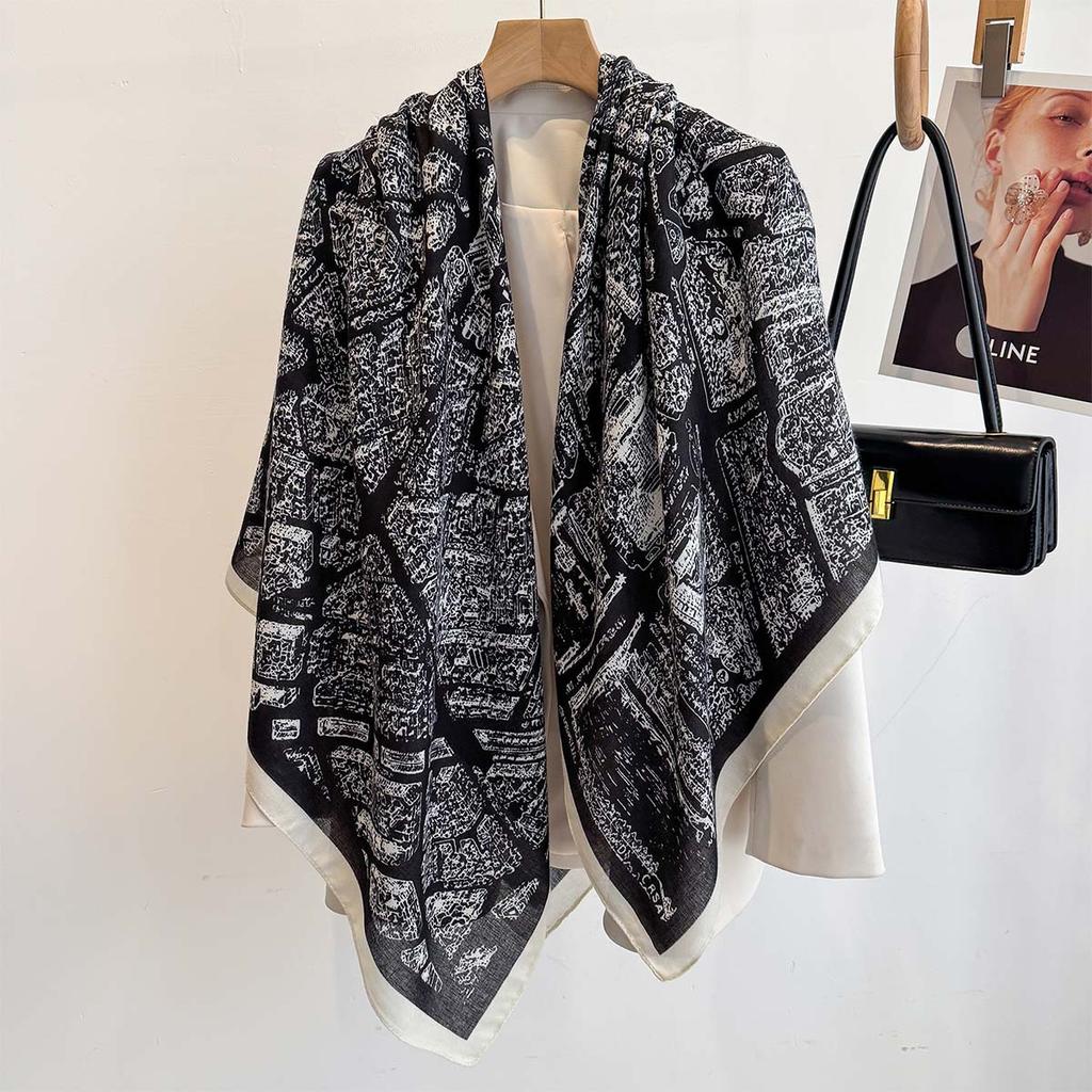 130X130Cm  Luxury Print Satin Silk Square Scarf For Women Summer Sun Protection Shawl Hijab Neckerchief Fashion Wrap Bandana