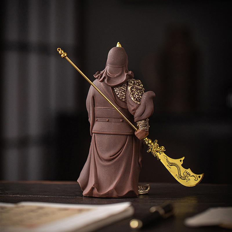 Ceramics God of Wealth Guan Gong Sculptures and Statue Chinese Characteristic  Home Room Office Table Decoration and Accessories