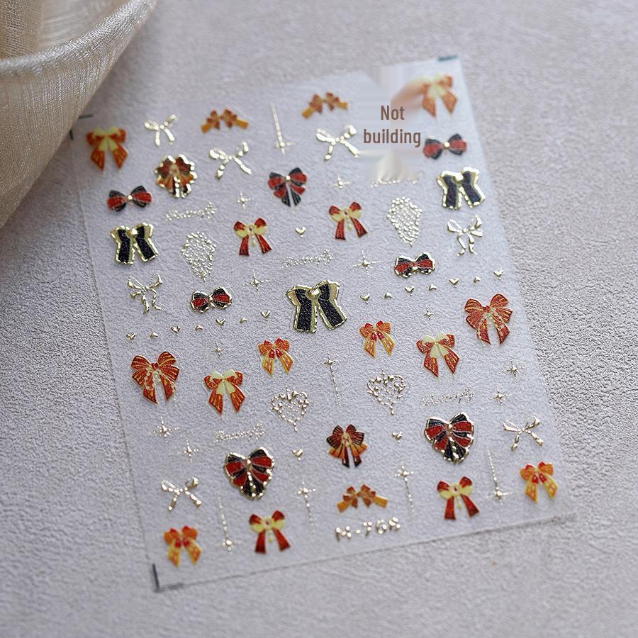 

Золотые наклейки для дизайна ногтей с бантиками, Серия M-768: Клей для горячего тиснения, рельефный дизайн