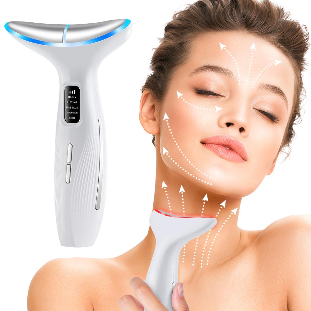 Led Neck Beauty Device EMS Facial Lifting Firming Massage Machine for Skin Care Vibration Double Chin Remover