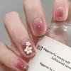 Ice-Clear Blush Flower Nail Tips - Gentle, Reusable, Detachable, Finished Student-Friendly Nails