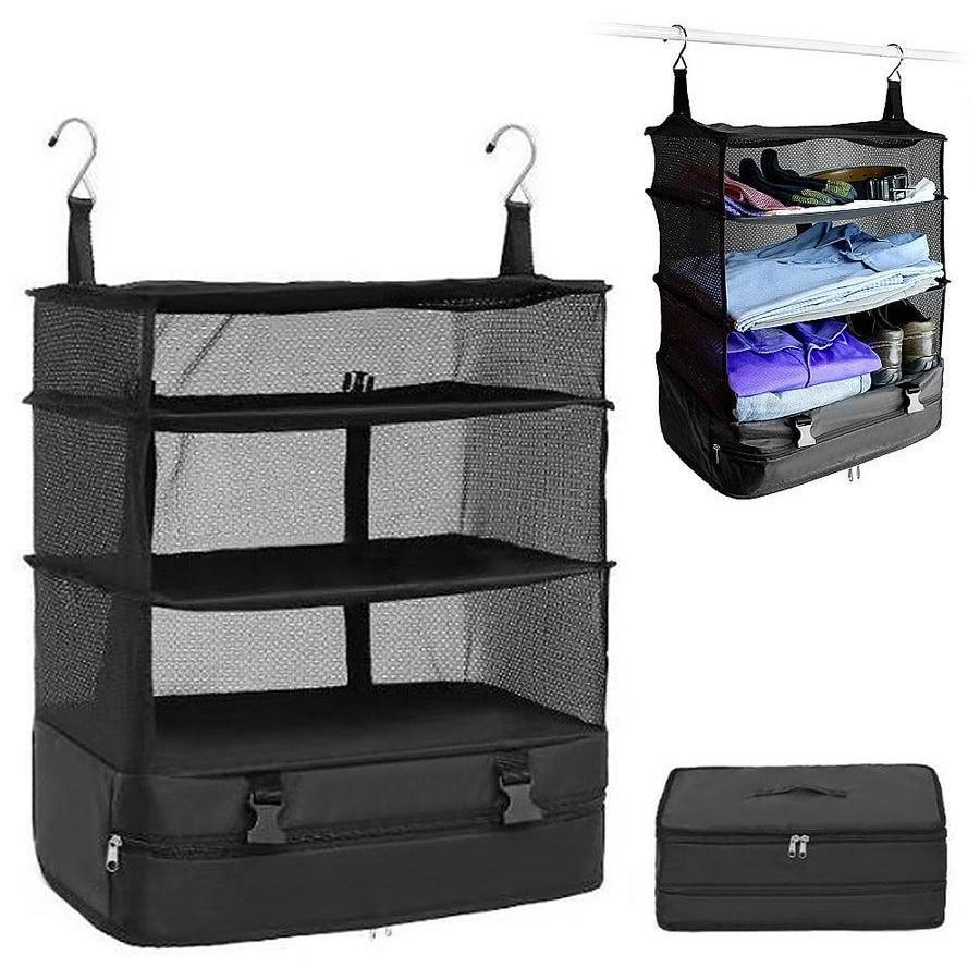 Large Capacity Foldable Hanging Storage Bag: Three-Layer Wardrobe and Travel Organizer
