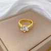 Real Gold Electroplated Open Ring, Zircon Light Luxury Personalized Ring, Index Finger Ring, The Same Simple And Cold Style