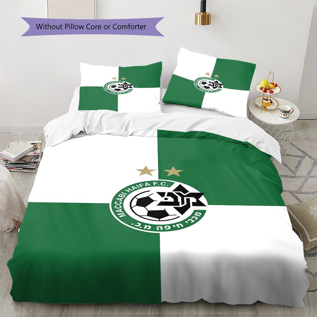 Maccabi-Haifa Pattern Bedding Quilt Set Quilt Cover Pillowcase Home Decoration Gift (1 * duvet cover + 2 * pillowcase, without core)