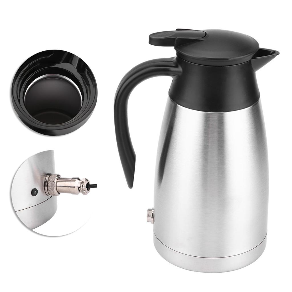 1000ML 12V24V Stainless Steel Electric In Car Kettle Travel Thermoses Heating Water Bottle