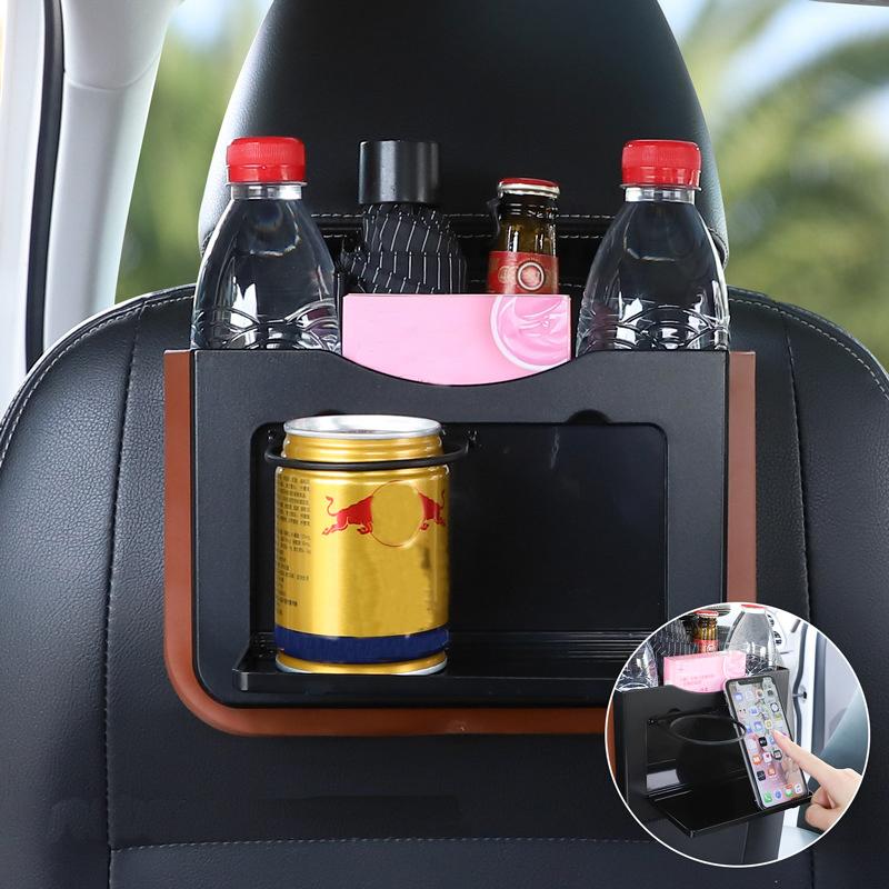 New Foldable Car Storage Organizer Waterproof Seat Back Hanging Trash With Small Table Convenient Auto Storage Bag