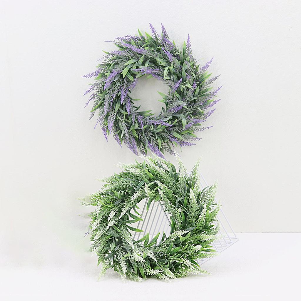 Round Lavender Wreath Flower Farmhouse Front Door Garland Outdoor Decoration