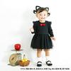 Black cat dress with cat ears and Halloween baby baby long headband, costume, clothes, girl, black, sleeves, P2294E-80-01