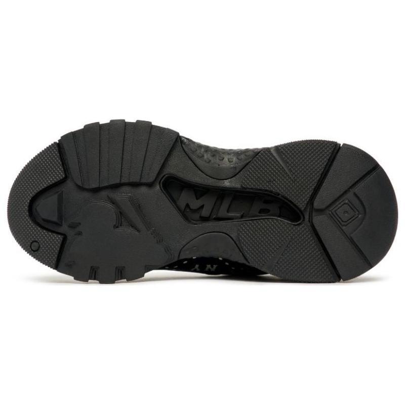 MLB Big Ball Chunky Leather Cushioning Slip Resistant Abrasion Resistant Low Top Chunky Sneakers Unisex Black White Sneakers 3ASHMS13N-50BKS