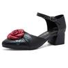 Fashion GKTINOO Women Mother Ladies Female Genuine Leather Sandals Shoes Platform Summer Cool Beach Retro Flowers High Heel Buckle Strap