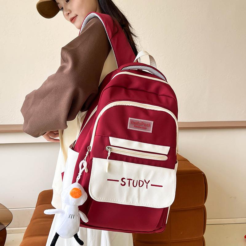 School Bag Elementary School Girl Burgundy Junior High School Backpack High School Student College Student Backpack