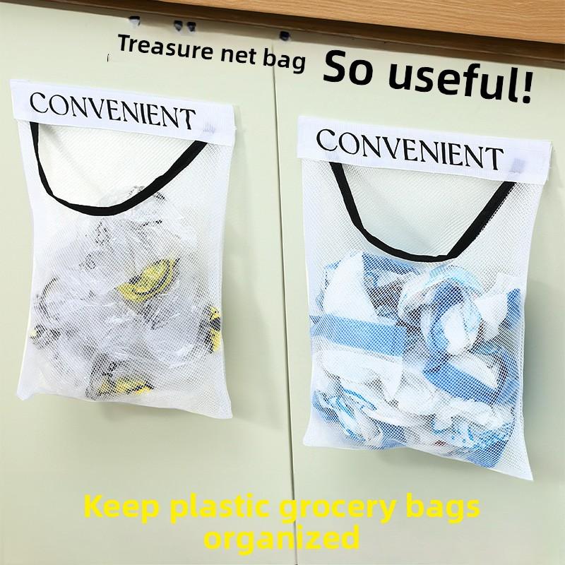 Kitchen Velcro Wall-Mounted Cabinet Door Convenient Mesh Bag