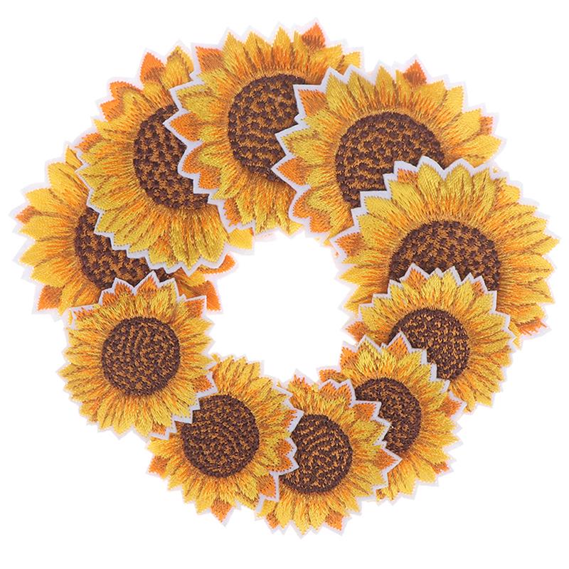 5 bucăți floarea soarelui cusut/calcat petice brodat pentru haine artizanale