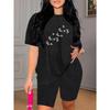 Women's fashionable summer butterfly print T-shirt shorts suit
