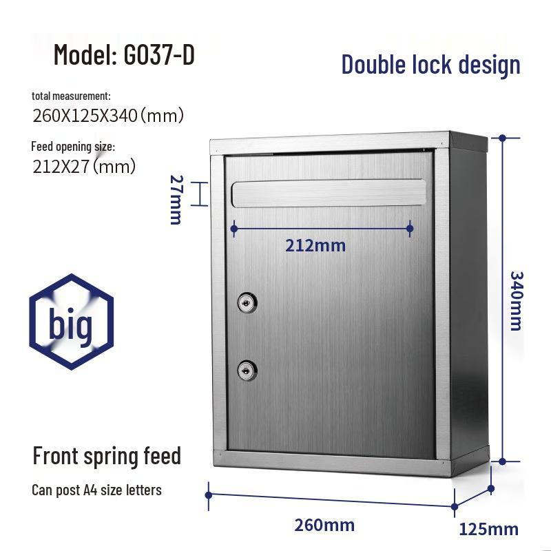 Stainless Steel Outdoor Wall-Mounted Mailbox