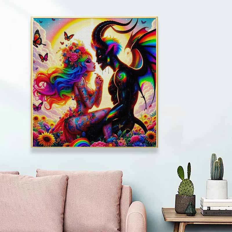 New Arrival 5D DIY Full Circle Diamond Painting "Devil Couple" Embroidery Cross Stitch Home Decor Gift