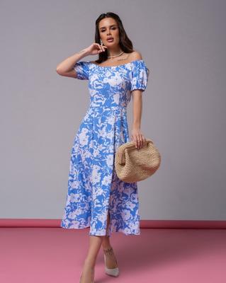 Φλοράλ φόρεμα με ακάλυπτα τους ώμους ISSA Plus