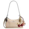Coach Teri 20 Brand Logo with Charm Leather Shoulder Bag Small Women's Ivory