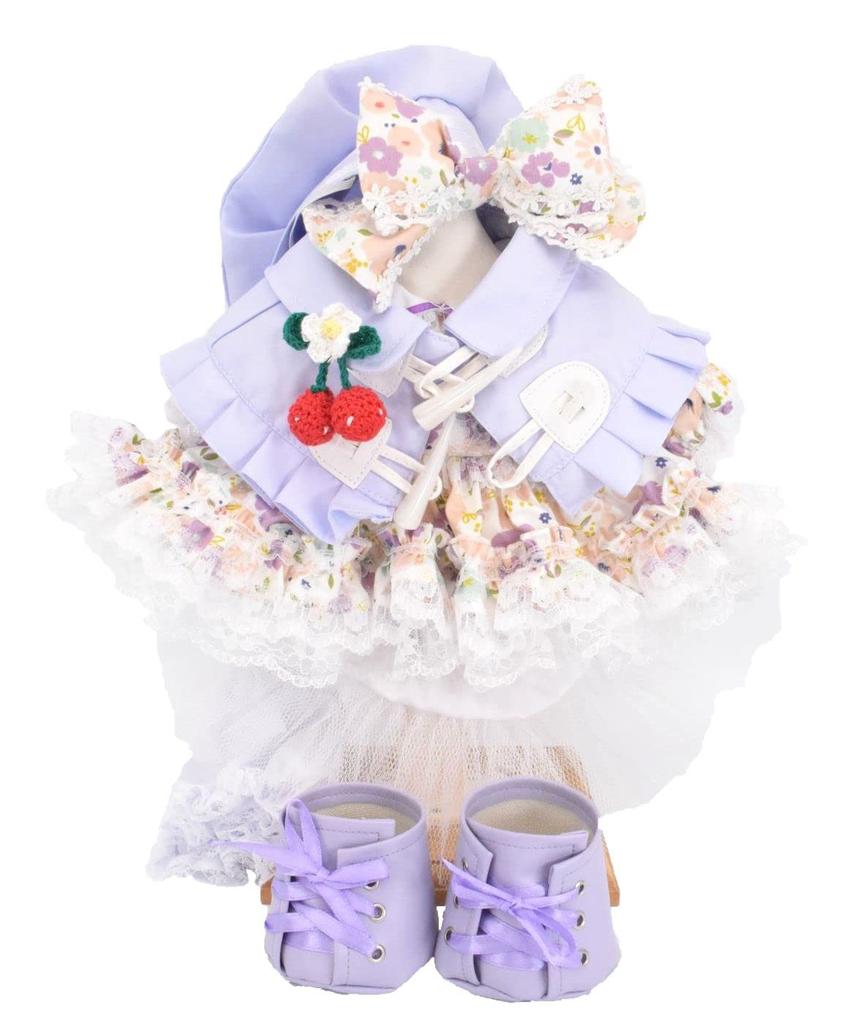 Teddy Bear Mail Order Alice Stella Lou Dress-Up Costume with Duffle Cape and Floral Print Dress (Size Small, Purple)