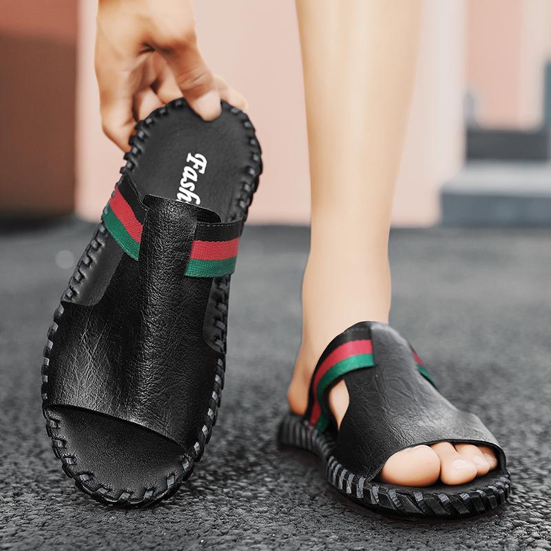 2024SYYTL Men's Summer Leisure Beach Sandals Outdoor Slide Walking Comfortable Lightweight Leather Fashion Luxury Designer