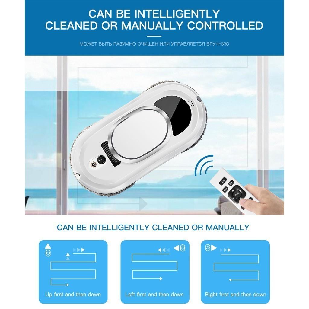 Robot Pulitore per Finestre Domestico Intelligente Ultrasottile Aspirapolvere Automatico ad Ultrasuoni Telecomando Robot per la Pulizia del Vetro