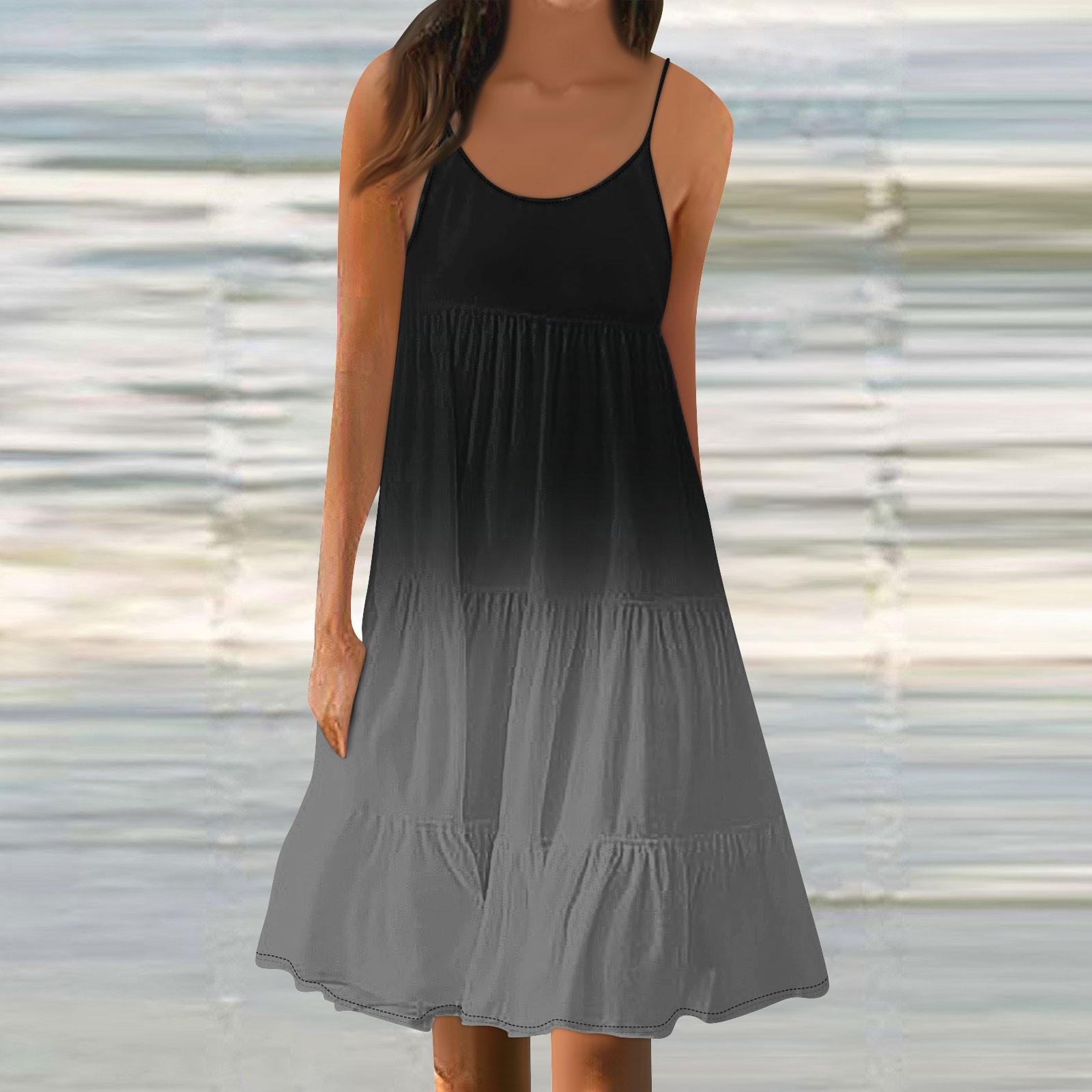 Женские летние модные свободные повседневные пляжные платья-майки с градиентом S — фото 9