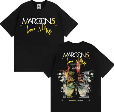 Zespół Maroon 5 Love Is Like US Jesienna Trasa 2025 Koszulka Męska Damska Moda Hip Hop Street Koszulki 100% Bawełna Komfort Luźna Koszulka