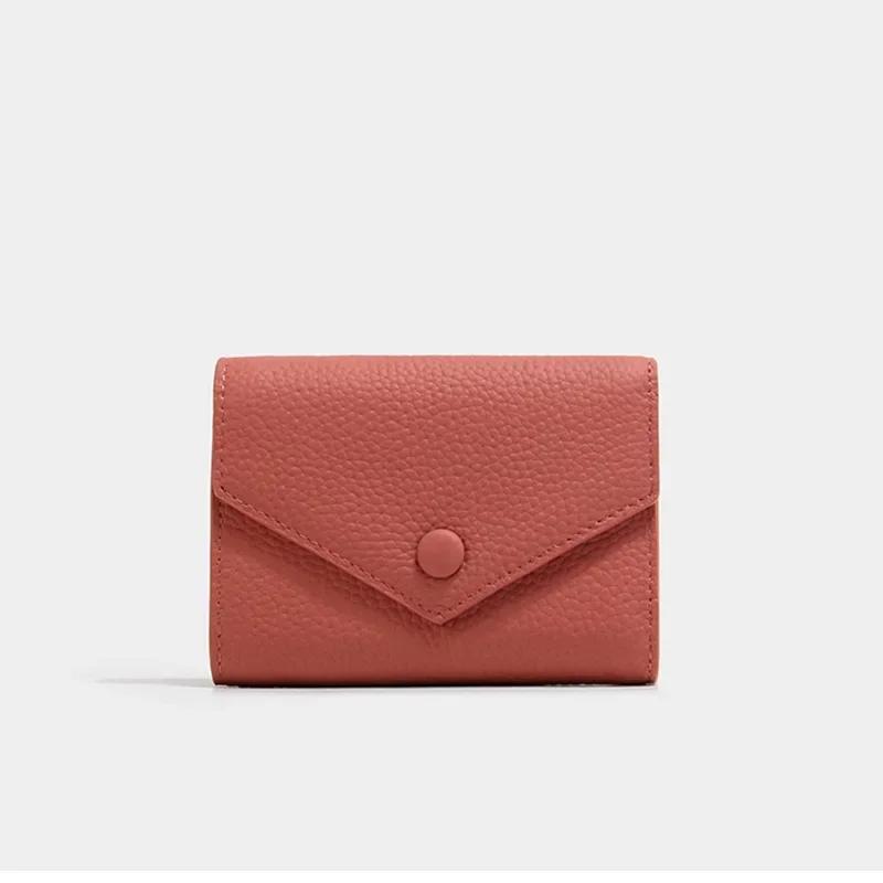 Multipurpose Zip Coin Cowhide Short Purse Women PU Leather Small For Wallet Envelope Card Holder Designer