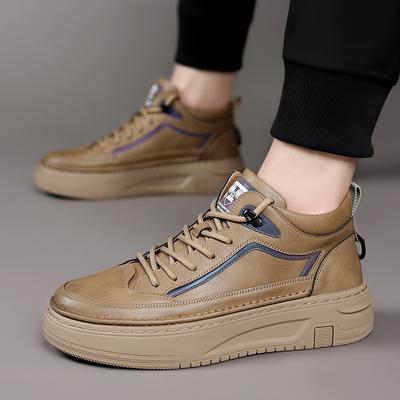 New Men Shoes Cow Leather Soft Men Shoes Outdoor Casual Shoes New High Top Casual Shoes Trendy Sneakers Genuine Shoes Size 38-44