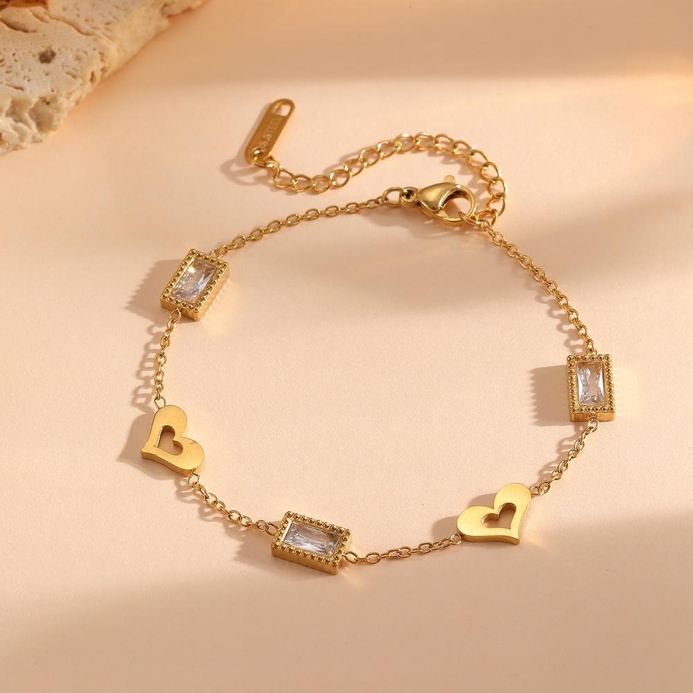 Titanium Steel Square Stone Bracelet for Women - Colorful Casual & Dating Accessory