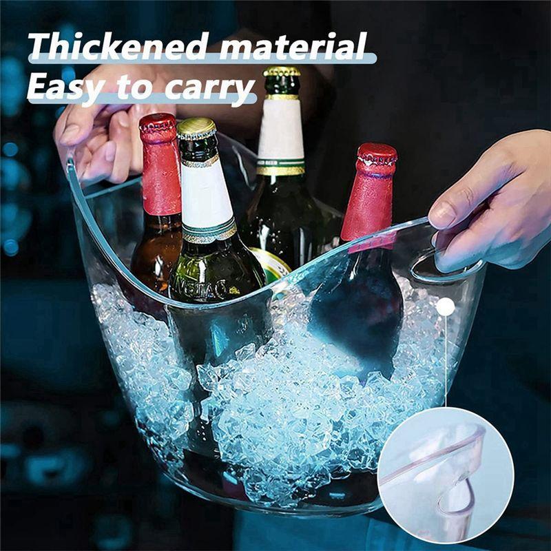BHBL Ice Bucket 2 Pcs 4 Liter Beverage Tub Champagne Wine Bucket for Parties and Drinks Plastic Acrylic Ice Tub with Scoops