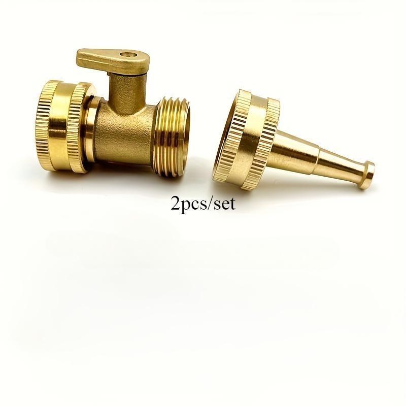 2pcs/set Brass Garden Hose Nozzle - Durable Metal Lawn & Car Sprinkler With Standard Us Thread Connector