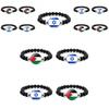 Israel Palästina Flagge Edelstein Armband Unisex Schwarz Perlen Schmuck Großhandel